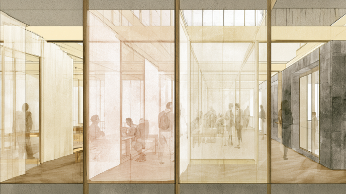 Softly layered communal recovery interiors with translucent partitions and individuals gradually participating within an open structured environment.